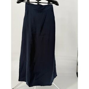 Max Studio Navy Blue Elastic Waist Maxi Skirt XS Lightweight Flowy Casual Chic